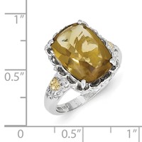 Sterling Silver Ring with 14K Whiskey Quartz view 3