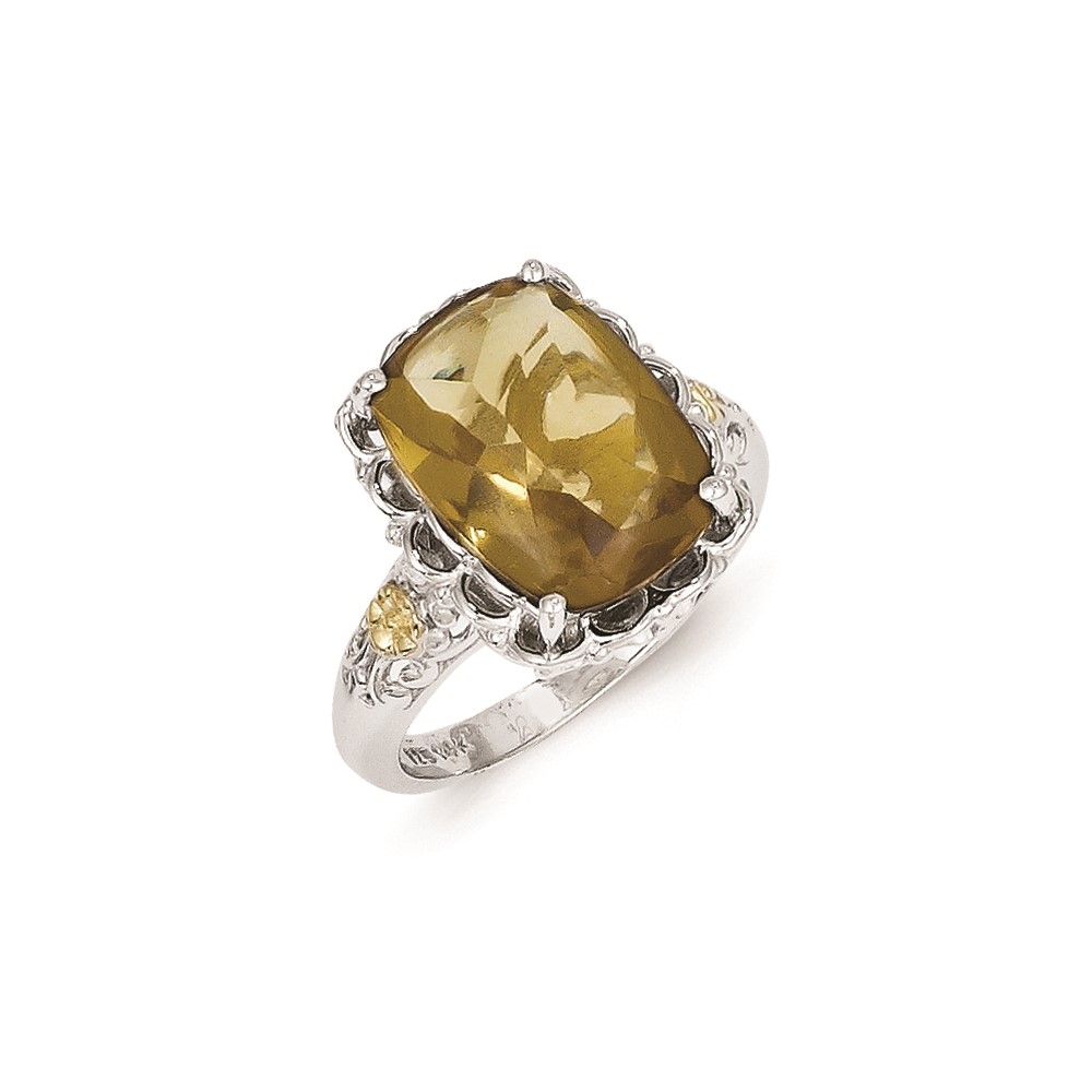 Sterling Silver Ring with 14K Whiskey Quartz