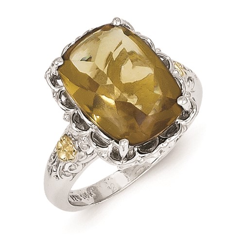 Sterling Silver Ring with 14K Whiskey Quartz