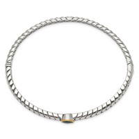 Shey Couture Sterling Silver Antiqued Bracelet with 14K Accent Round Bezel Blue Topaz Bangle view 2