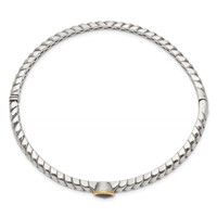 Shey Couture Sterling Silver with 14K Accent Antiqued Checkerboard-cut Black Onyx Hinged Bangle Bracelet view 2