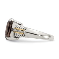 Shey Couture Sterling Silver Ring with 14K Accent Antiqued Cushion Smoky Quartz and Diamond view 3