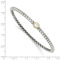Shey Couture Sterling Silver Bracelet with 14K Accent 6mm FW Cultured Pearl Hinged Bangle view 3