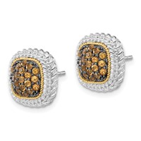 Sterling Silver Earrings with 14K and Black Rhodium Citrine Post view 2