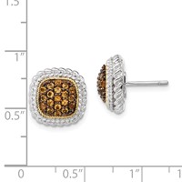 Sterling Silver Earrings with 14K and Black Rhodium Citrine Post view 3