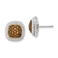 Sterling Silver Earrings with 14K and Black Rhodium Citrine Post view 1