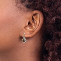 Shey Couture Sterling Silver Earrings with 14K Accent Antiqued Cushion Smoky Quartz Post Dangle view 3