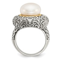 Sterling Silver Ring with 14K 12mm FW Cultured Pearl view 2