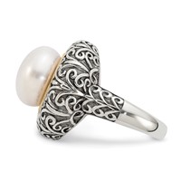 Sterling Silver Ring with 14K 12mm FW Cultured Pearl view 3