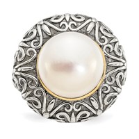 Sterling Silver Ring with 14K 12mm FW Cultured Pearl view 5