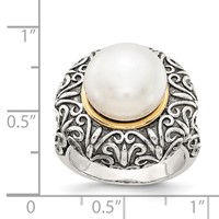 Sterling Silver Ring with 14K 12mm FW Cultured Pearl view 4