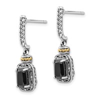 Shey Couture Sterling Silver Earrings with 14K Accent Antiqued Black Onyx Post Dangle view 2