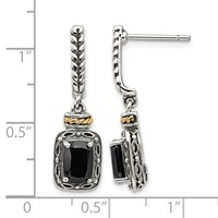 Shey Couture Sterling Silver Earrings with 14K Accent Antiqued Black Onyx Post Dangle view 4