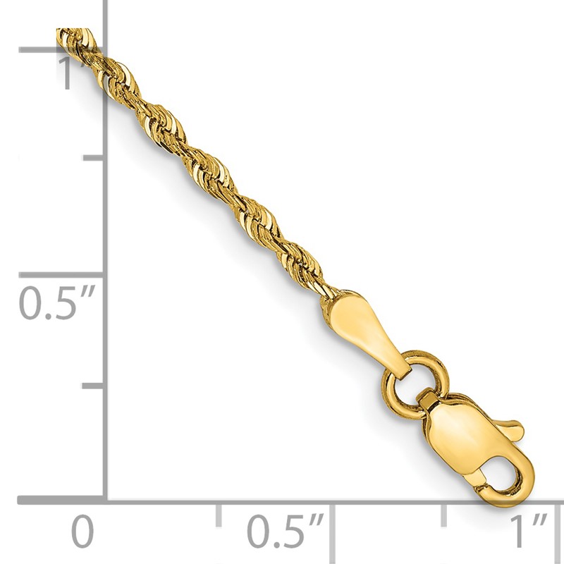 14K 9 Inch 1.85mm Diamond-cut Quadruple Rope Lobster Clasp Anklet