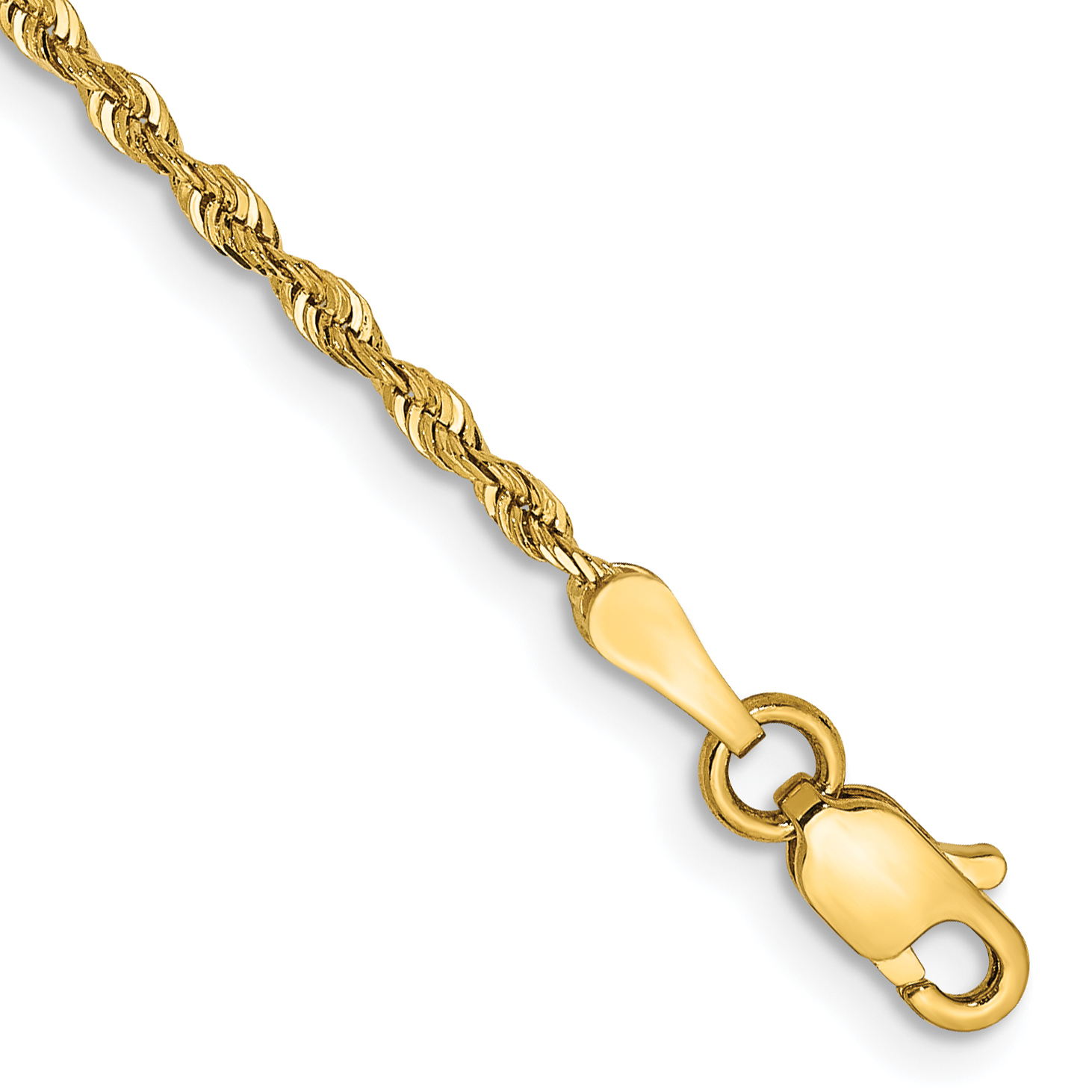 14K 7 Inch 1.85mm Diamond-cut Quadruple Rope Lobster Clasp Chain (QTR014-7)