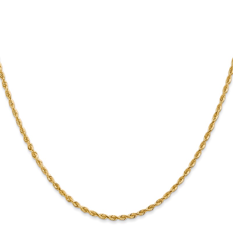 14K 20 Inch 2mm Diamond-cut Quadruple Rope Lobster Clasp Chain
