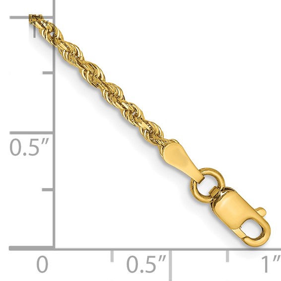 14K 2mm Diamond-cut Quadruple Rope Lobster Clasp Chain (per inch)