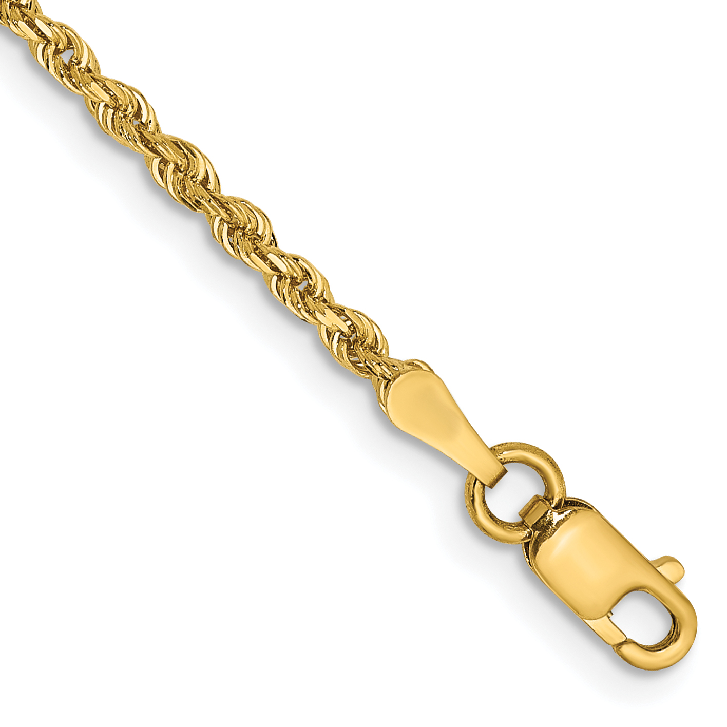 14K 7 Inch 2mm Diamond-cut Quadruple Rope Lobster Clasp Chain (QTR016-7)