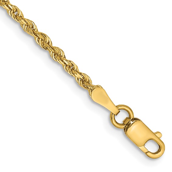 14K 2mm Diamond-cut Quadruple Rope Lobster Clasp Chain (per inch)