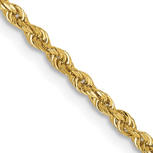 14K 28 Inch 2mm Diamond-cut Quadruple Rope Lobster Clasp Chain