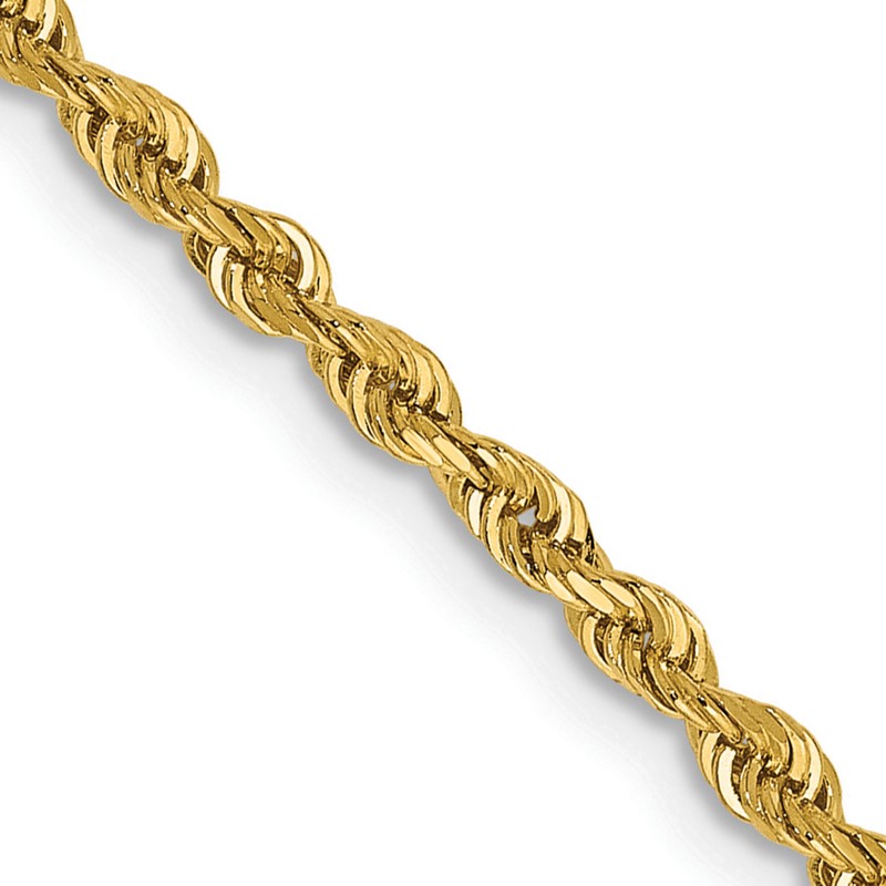 14K 16 Inch 2.25mm Diamond-cut Quadruple Rope Lobster Clasp Chain