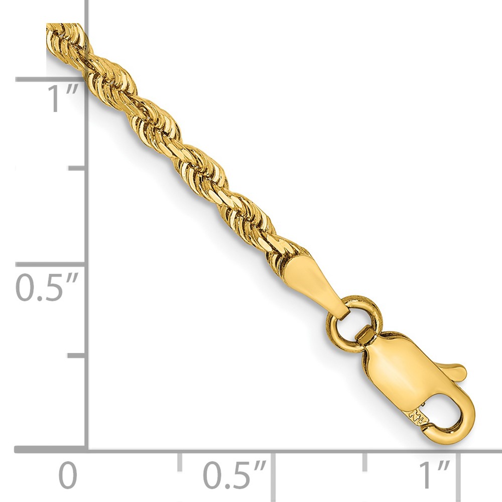 14K 7 Inch 2.75mm Diamond-cut Quadruple Rope Lobster Clasp Chain (QTR021-7)