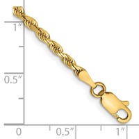 14K 2.75mm Yellow Gold Diamond-cut Quadruple Rope Lobster Clasp Chain, 7" view 2