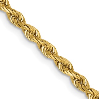 14K 2.75mm Diamond-cut Quadruple Rope Lobster Clasp Chain (per inch)