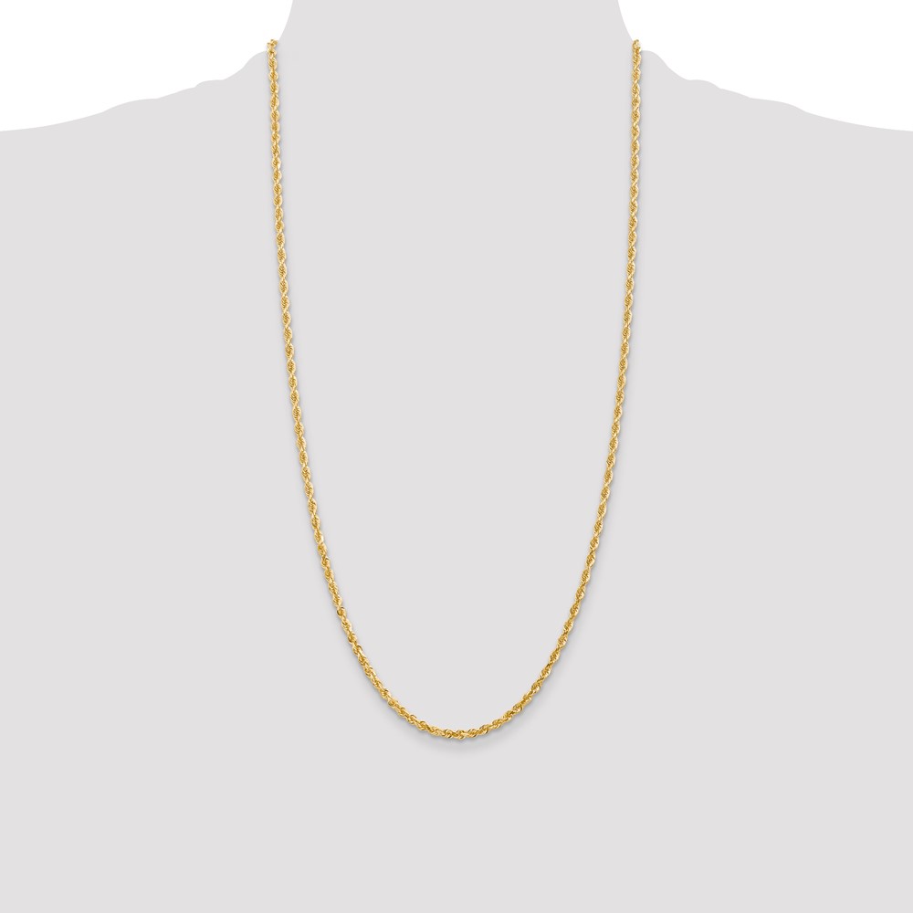 14K 28 Inch 3mm Diamond-cut Quadruple Rope Lobster Clasp Chain (QTR023-28)