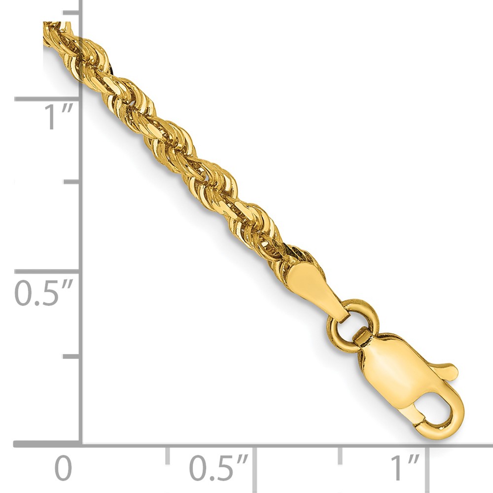 14K 7 Inch 3mm Diamond-cut Quadruple Rope Lobster Clasp Chain (QTR023-7)