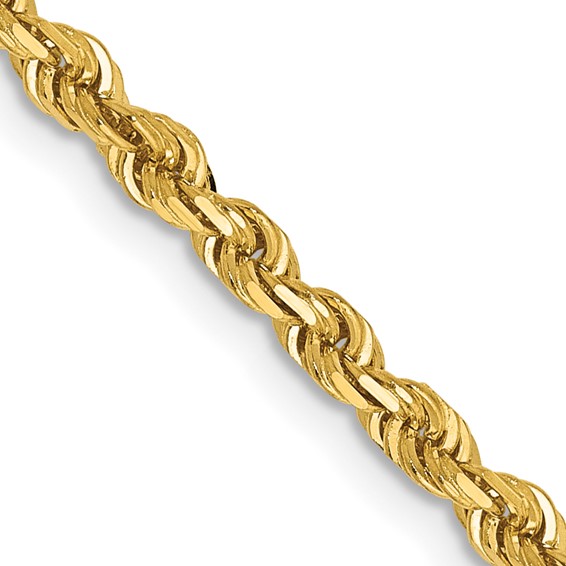 14K 3mm Diamond-cut Quadruple Rope Lobster Clasp Chain (per inch)