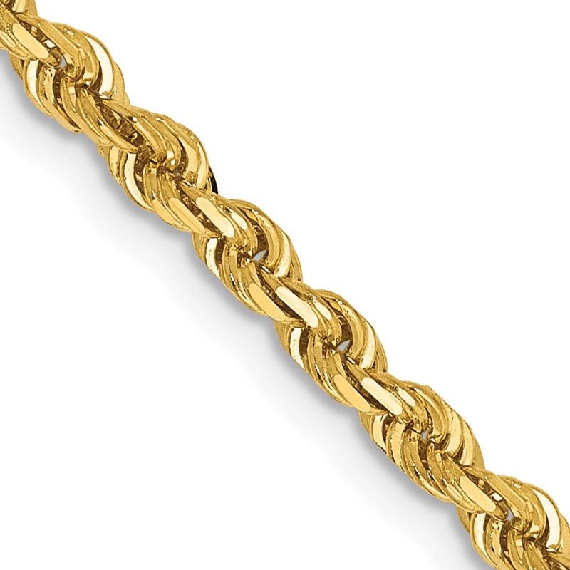 14K 28 Inch 3mm Diamond-cut Quadruple Rope Lobster Clasp Chain