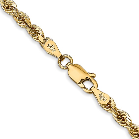 14K 3.35mm Diamond-cut Quadruple Rope Lobster Clasp Chain (per inch)