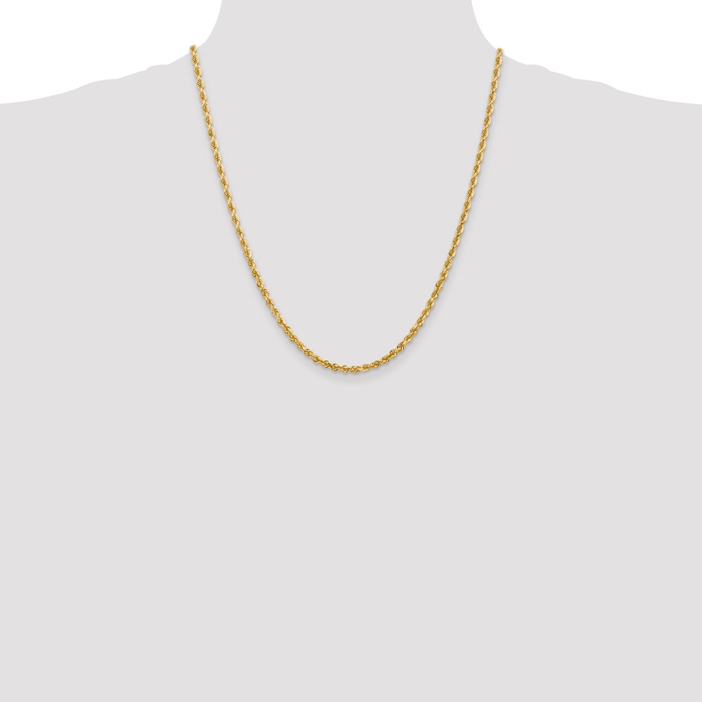 14K 22 Inch 3.35mm Diamond-cut Quadruple Rope Lobster Clasp Chain (QTR025-22)