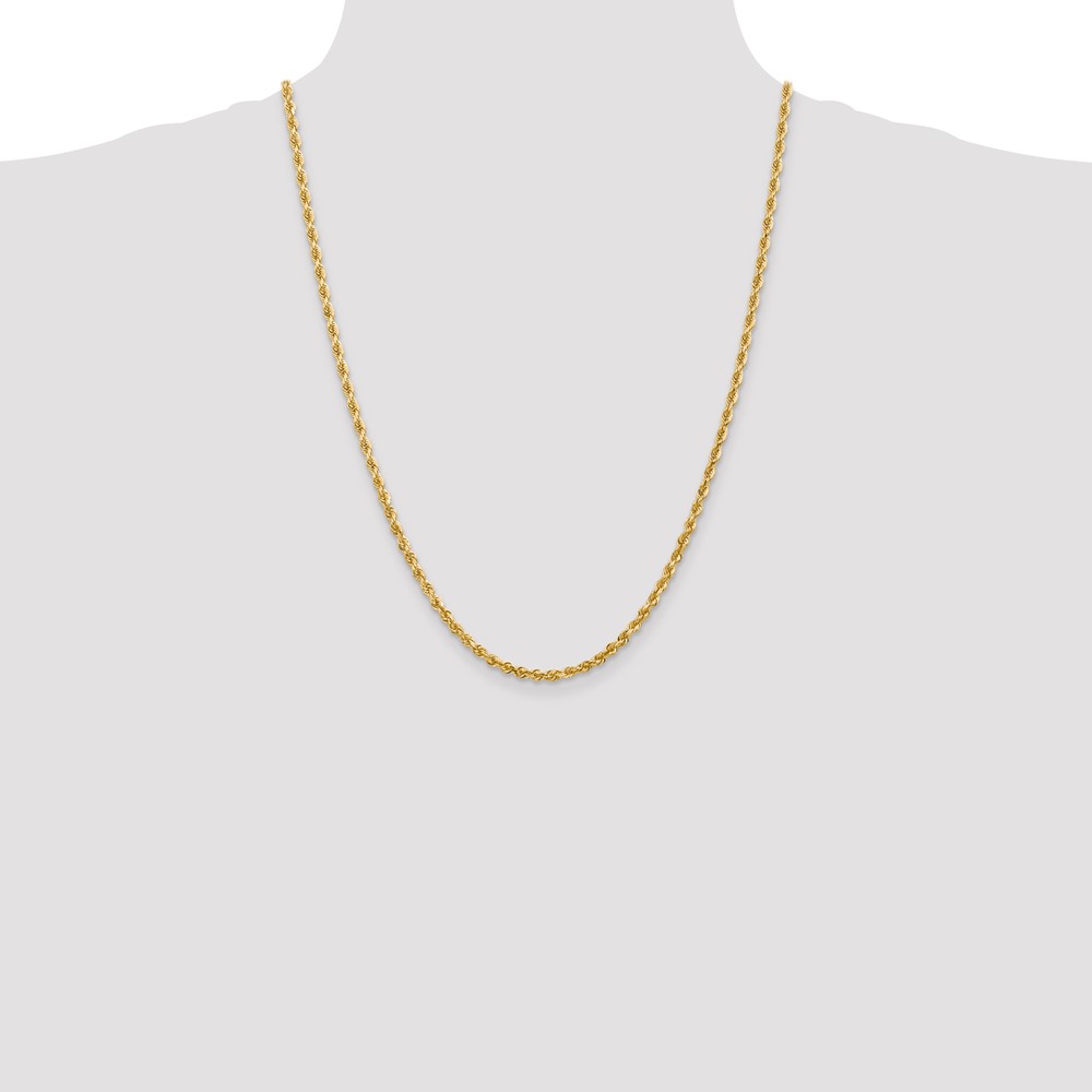 14K 24 Inch 3.35mm Diamond-cut Quadruple Rope Lobster Clasp Chain (QTR025-24)
