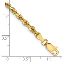 14K 3.35mm Yellow Gold Diamond-cut Quadruple Rope Lobster Clasp Chain, 7" view 2
