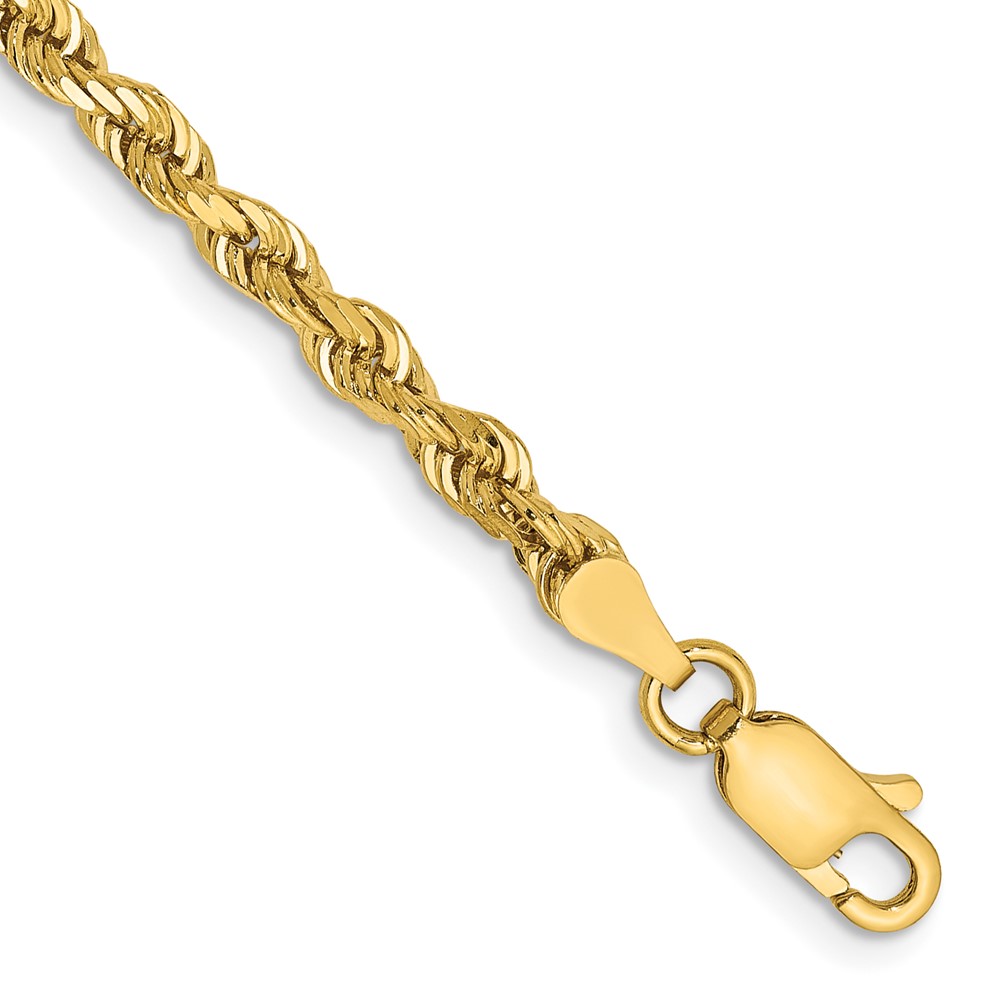 14K 3.35mm Yellow Gold Diamond-cut Quadruple Rope Lobster Clasp Chain, 7"