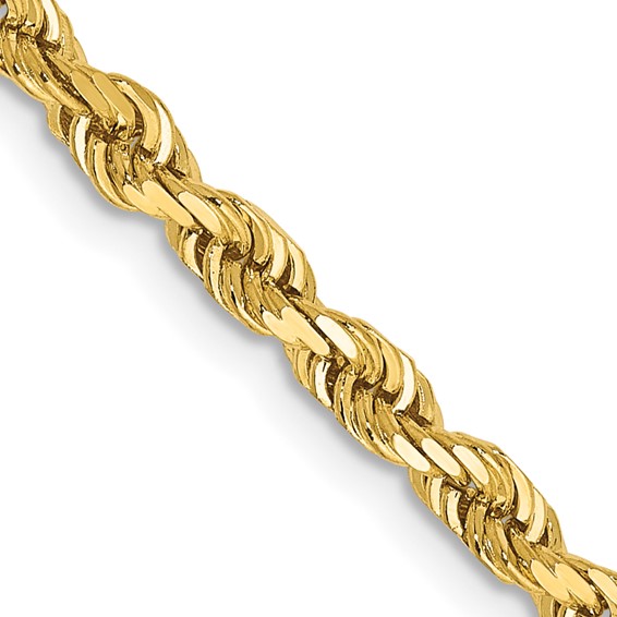 14K 3.35mm Diamond-cut Quadruple Rope Lobster Clasp Chain (per inch)