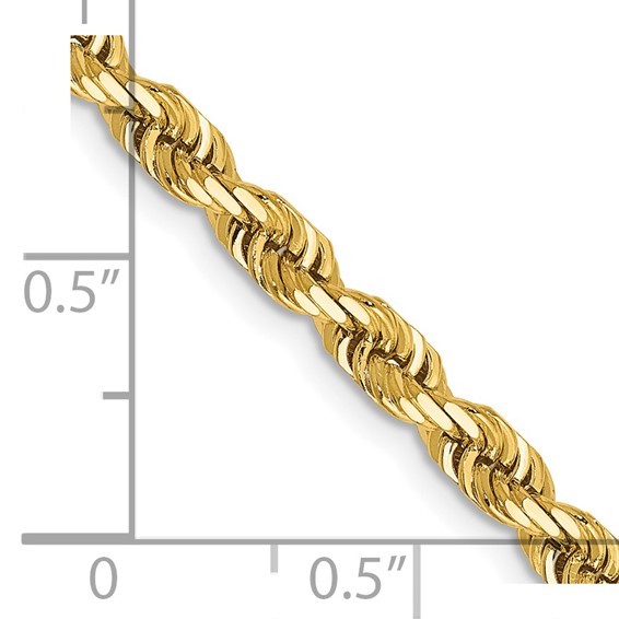 14K 4mm Diamond-cut Quadruple Rope Lobster Clasp Chain (per inch)