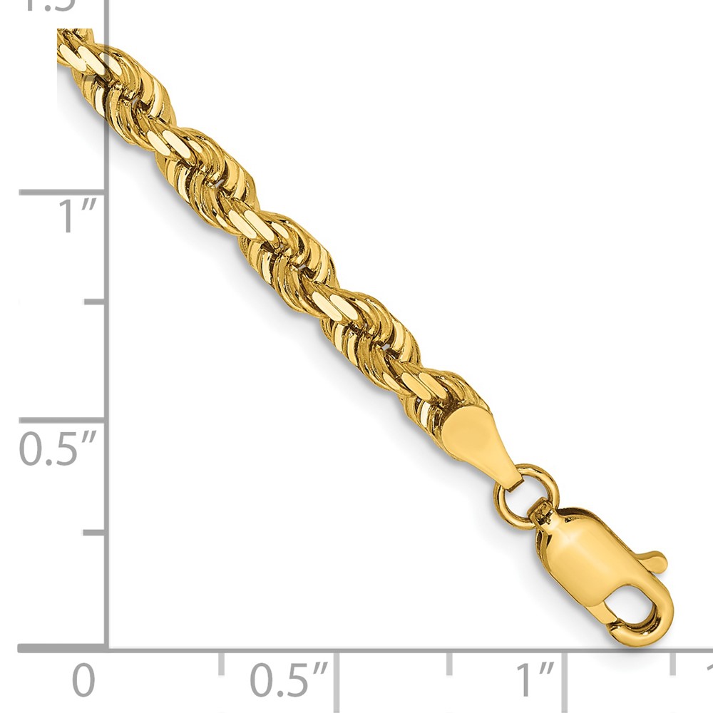 14K 8 Inch 4mm Diamond-cut Quadruple Rope Lobster Clasp Chain (QTR030-8)