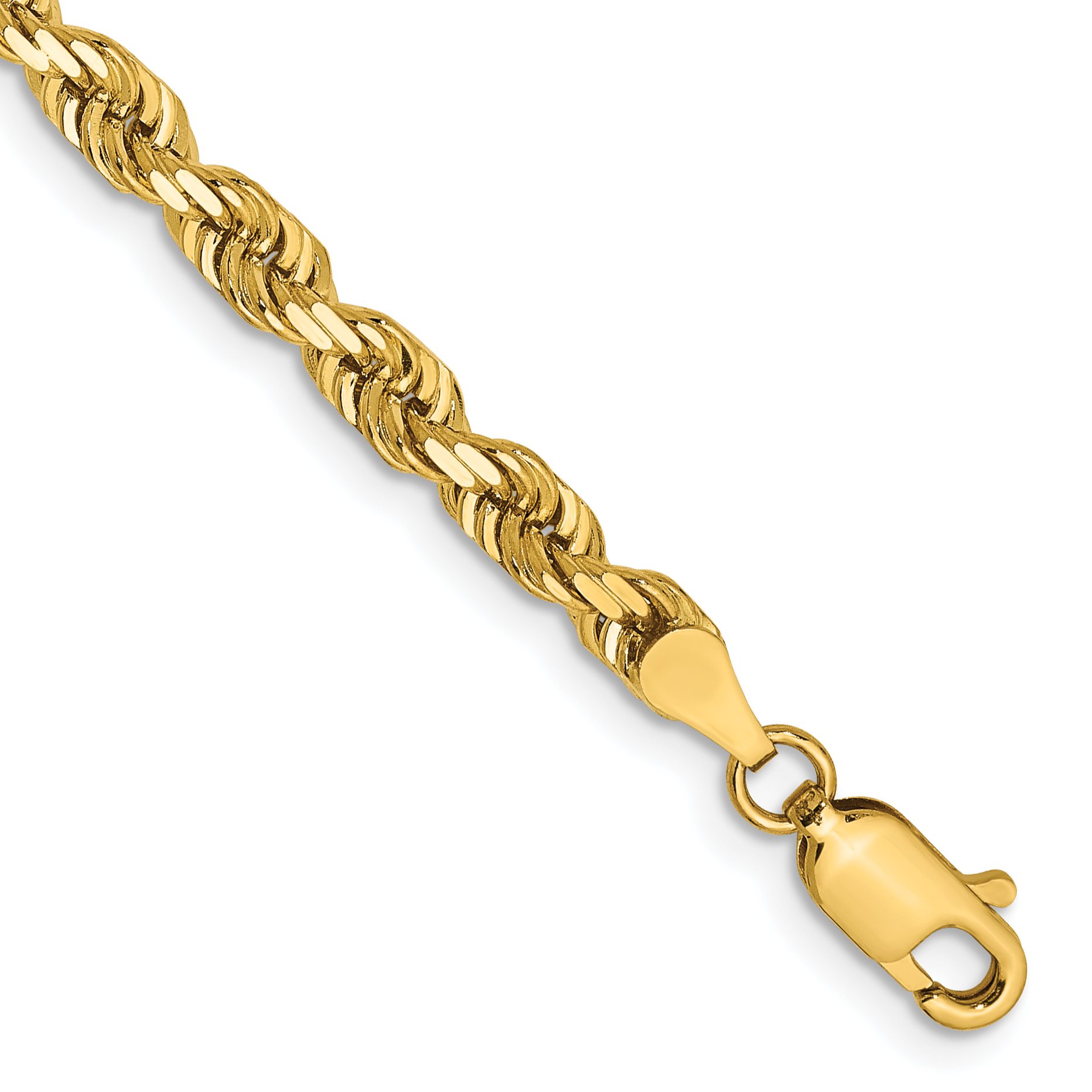 14K 8 Inch 4mm Diamond-cut Quadruple Rope Lobster Clasp Chain (QTR030-8)