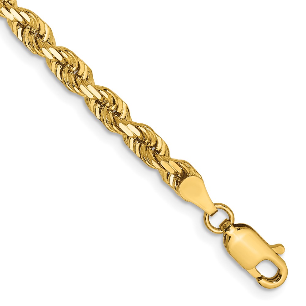 14K 8 Inch 4mm Diamond-cut Quadruple Rope Lobster Clasp Chain (QTR030-8)