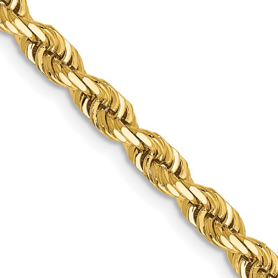 14K 4mm Diamond-cut Quadruple Rope Lobster Clasp Chain (per inch)