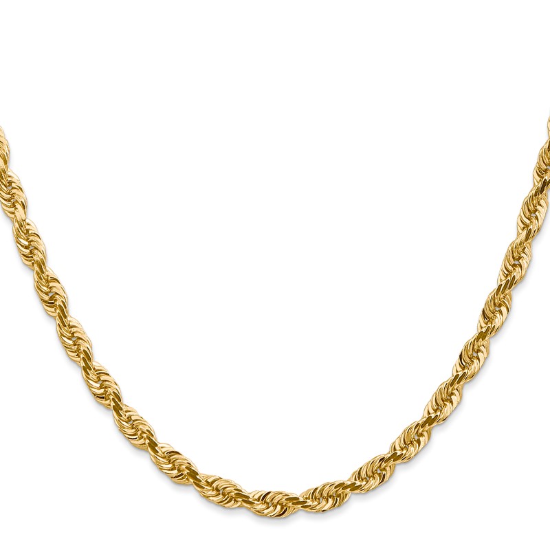 14K 30 Inch 4.5mm Diamond-cut Quadruple Rope Lobster Clasp Chain