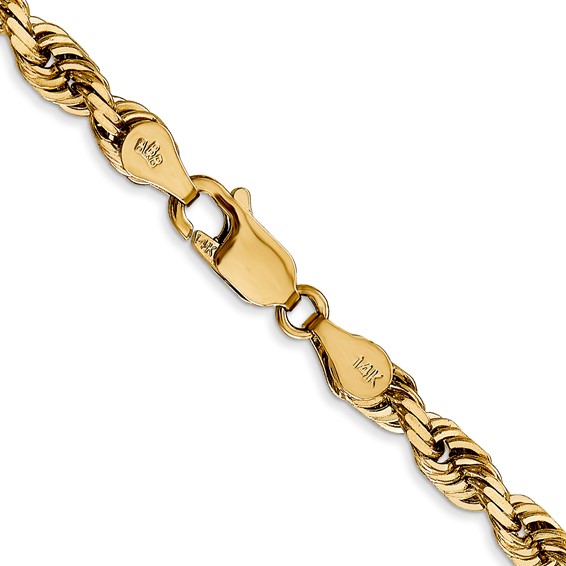 14K 4.5mm Diamond-cut Quadruple Rope Lobster Clasp Chain (per inch)