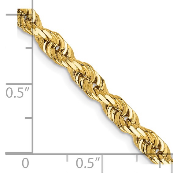 14K 4.5mm Diamond-cut Quadruple Rope Lobster Clasp Chain (per inch)