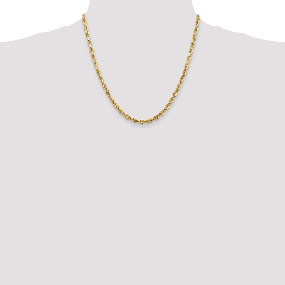 14K 20 Inch 4.5mm Diamond-cut Quadruple Rope Lobster Clasp Chain (QTR035-20)