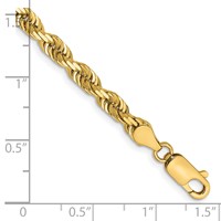 14K 4.5mm Yellow Gold Diamond-cut Quadruple Rope Lobster Clasp Chain, 7" view 2