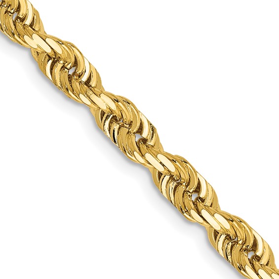 14K 4.5mm Diamond-cut Quadruple Rope Lobster Clasp Chain (per inch)