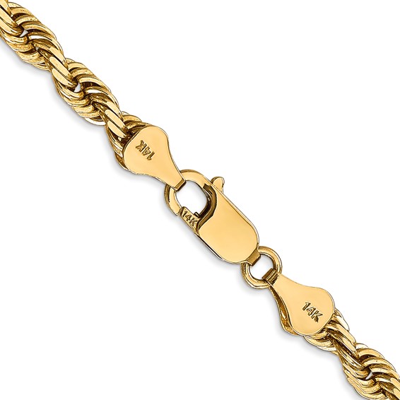 14K 5mm Diamond-cut Quadruple Rope Fancy Lobster Clasp Chain (per inch)